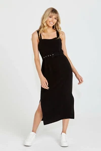 Sass Roxanne Belted Midi Dress in Black - Picture 1 of 12