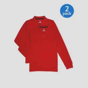 Camisa polo Wonder Nation Boys uniforme escolar L/S piqué, 2 piezas, grande 10-12 husky - Imagen 1 de 2