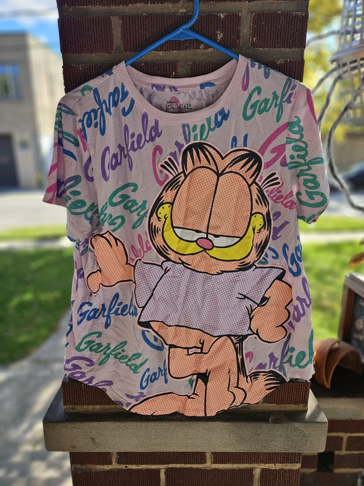 Camisa Garfield Mujer XXL 2XL Juniors (19) Colorida Manga Corta Mezcla Algodón  Foto 1 de 4