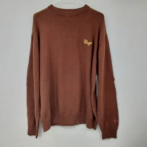 NWT Coogi Brown Embroidered Elbow Patch Long Sleeve Crewneck Sweater XXL - Picture 1 of 12