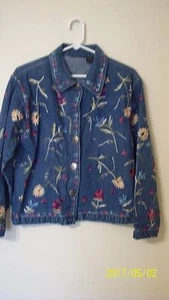 Damas Pequeño emb. camisa floral denim falta 1 botón puede us cuello botón a r - Imagen 1 de 7