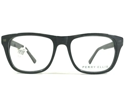 Perry Ellis Eyeglasses Frames PE 374-2 Matte Black Square Wood Grain 50-17-140