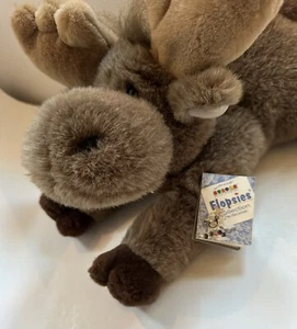 Aurora Flopsies brauner Elch Plüsch Kinder weiches Kuscheltier Tier Neu mit Etikett & Adoptionsetikett - Bild 1 von 9