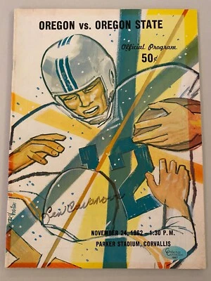 Vintage Game Program *AUTOGRAPHED* by Oregon Ducks coach LEN CASANOVA Free Ship - Image 1 of 2