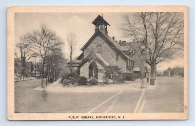 Rutherford Public Library Building New Jersey Postcard VTG NJ Collotype - Image 1 of 2