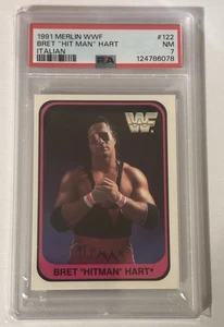1991 Merlin WWF #122 Bret Hitman Hart PSA 7 WWE Wrestling Legend Trading Card - Bild 1 von 2