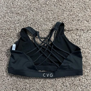 Constantly Varied Gear Sports Bra Womens Large Black Strappy Lattice Back CVG - Picture 1 of 5