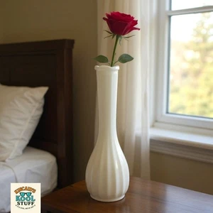 C.L.G. Co. Antique Milk Glass Bud Vase 8.5" Tall Fluted Ruffled Rim 1880s-1920s - Picture 1 of 11