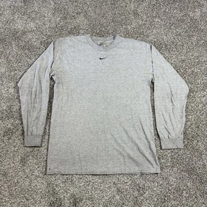 Vintage 90s Nike Center Swoosh Logo T Shirt Mens Medium Grey Long Sleeve Skater - Picture 1 of 7