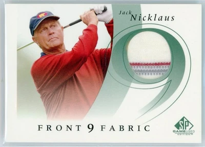 2002 UD SP Game Used Front 9 Fabric JACK NICKLAUS 3 Color Worn Shirt PATCH - Image 1 of 2