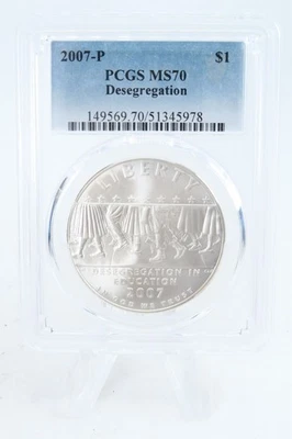 2007-P PCGS MS70 Desegregation Silver Modern Commemorative Dollar - Image 1 of 2