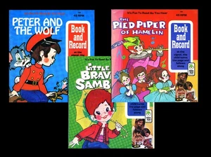 VTG Children's 45 RPM Vinyl Record/Book Set (3) Peter Pan Records Untested - Picture 1 of 8