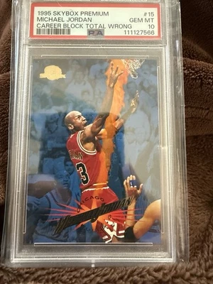 1995-96 Skybox Premium Michael Jordan #15 Bloco de Carreira Total Errado PSA 10 SSP - Imagem 1 de 3