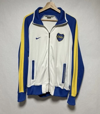 Chaqueta de fútbol vintage Nike Boca Juniors fútbol pista top cremallera para hombre blanca talla M Foto 1 de 4