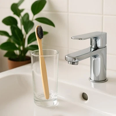 Paquete de 20 cepillos de dientes de bambú carbón - madera orgánica natural biodegradable para adultos Foto 1 de 3