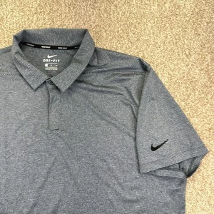 Nike Golf Dri Fit Polo Para Hombres Talla XL Azul Grisáceo Negro Swoosh Manga Corta - Imagen 1 de 13