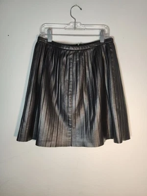 Minifalda Madewell Plisada Negra Línea A 100% Cuero Mujer Talla 0 Dark Academia Foto 1 de 4