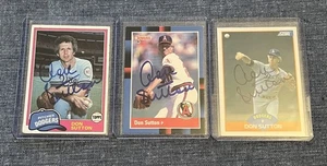 DON SUTTON SIGNED 1981 TOPPS 1988 DONRUSS 1989 SCORE CARDS DODGERS ANGELS AUTO - Bild 1 von 1