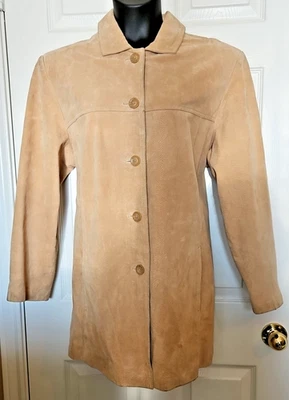 De Colección Cherokee 24W Bronceado Claro Gamuza Camisa Chaqueta Coche Abrigo Botones Forrados Bolsillos Foto 1 de 4