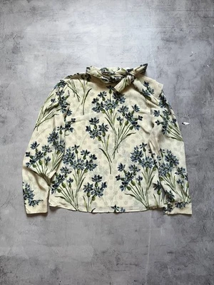 Blusa Camisa Roja Valentino Lazo Floral Seda Talla 42 Para Mujer Beige Foto 1 de 4