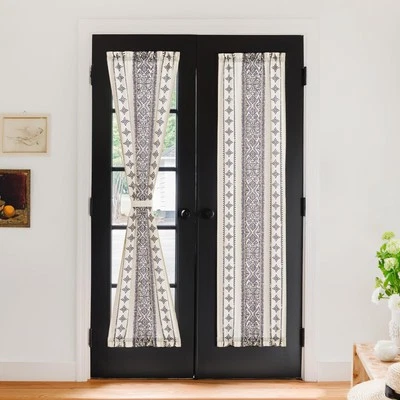 Cortina de puerta francesa de lino para ventana, granja boho pantalla a rayas 72 pulgadas Lo... Foto 1 de 4