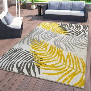 Rugshop Yellow Outdoor Rug Floral Leaves Flatweave Indoor Outdoor Rug Patio Rugs - Picture 1 of 29
