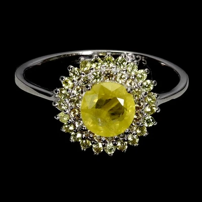 Anillo de plata de ley 925 redondo zafiro amarillo 6 mm zafiro piedras preciosas joyería 8,5 Foto 1 de 4