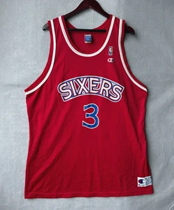 Camiseta deportiva vintage Champion Philadelphia 76ers Sixers para hombre 52 roja Allen Iverson #3 - Imagen 1 de 10