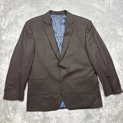 Vince Camuto Mens 44R Wool Sport Coat Blazer Tan Black Maroon Gray Check Jacket - Image 1 of 4