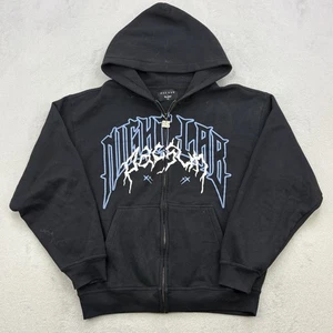 Pacsun X Nightlab Hoodie Herren Medium schwarz NL25h Reißverschluss Made in The Night Wings - Bild 1 von 10