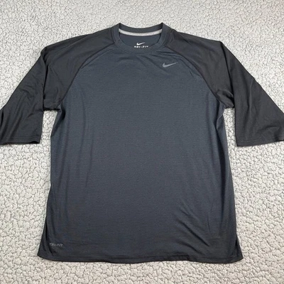 Nike Béisbol Dri-FIT Camisa Raglán Para Hombres XL Gris Rayas Manga 3/4 Rendimiento Foto 1 de 4