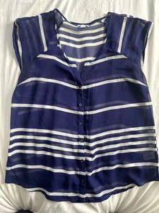 Old Navy Blue And White Striped Blouse Transparent Size Large - Picture 1 of 7
