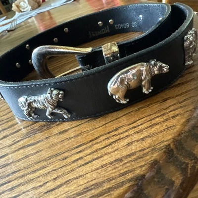 Honest Mujeres 30 Cuero Concho Cinturón Cuero Negro Western Animal Años 90’s Vintage   Foto 1 de 4