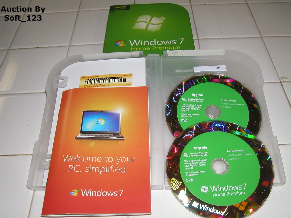 Microsoft Windows 7 Home Premium Upgrade 32 Bit and 64 Bit DVDs MS WIN =RETAIL= - Image 1 of 3