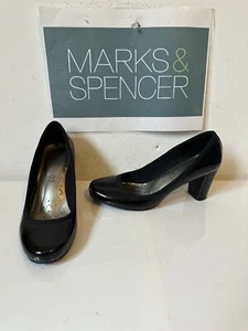 Marks & Spencer Black Leather Heels Shoes Size UK 5 EU 38 ,, - Picture 1 of 12