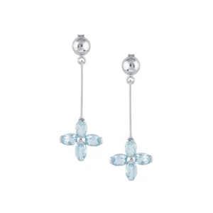 925 Sterlingsilber Ovalschliff Blautopas Floral Ohrhänger Ohrhänger Schmuck - Bild 1 von 3