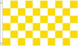 Gold & White Check Polyester 5'x3' Flag - Picture 1 of 3