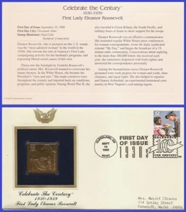 USA1 #3185d ADDR GOLDEN REPLICA FDC 1930 Eleanor Roosevelt First Lady - Picture 1 of 1