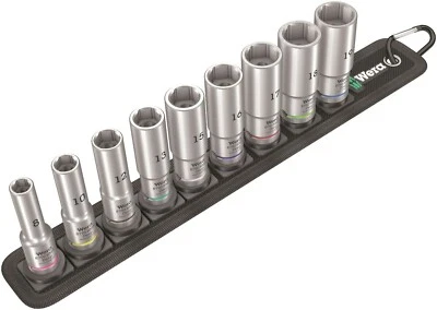 Wera 8790 HMB Belt B Deep 1 Socket Set 3/8" Drive Metric 9 Pieces 05004545001 - Image 1 of 4
