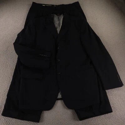 Fortini Suit XL XLT Blue Wide Pinstripe 100% Wool Twill Worsted 48L 40x31 - Image 1 of 4