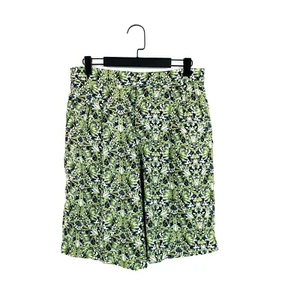 Zara Green Black Blue Floral High Rise Pleated Front Bermuda Shorts - Size M - Picture 1 of 13