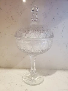 Vintage Crystal Candy Jar Bowl With Lid - 13" - Picture 1 of 8