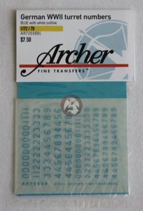 Archer 1/72 German WWII Outlined Turret Numbers (Blue / White) AR72038BL - Picture 1 of 1