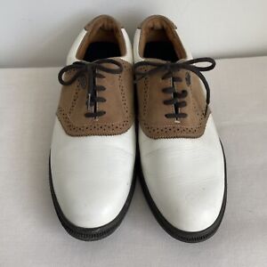 Callaway White/Tan Leather Spikeless Saddle Golf Shoes SIZE 8 M
