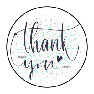 THANK YOU CONFETTI ENVELOPE SEALS STICKERS LABELS TAGS 1.5" ROUND (30) HEARTS - Picture 1 of 1