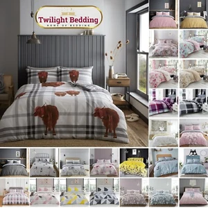 King Size Duvet Cover Pillowcase Polycotton Reversible Quilt Bedding Sets - Picture 1 of 105