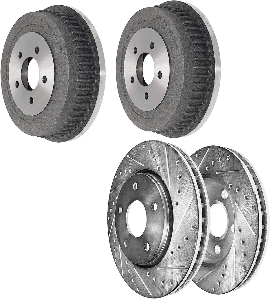 Передний сверленный тормозной ротор + задний барабан для 1996-1999 2000 Chrysler Dodge Plymouth - Изображение 1 из 1