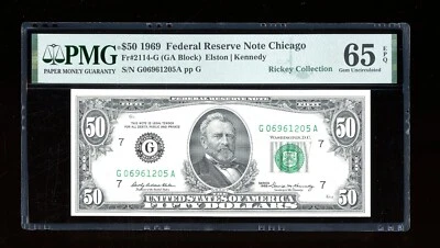 DBR 1969 $50 FRN Chicago Gem Fr. 2114-G PMG 65 EPQ Serial G06961205A - Image 1 of 2