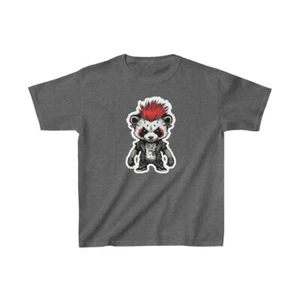 US Kids 7Y 14Y - Panda punk music - Kids Heavy Cotton Tee - Picture 1 of 29