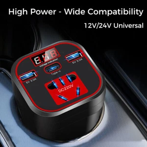 Inversor de corriente para automóvil DC 12V/24V a CA 220V convertidor cargador enchufe cargador rápido@ - Imagen 1 de 17